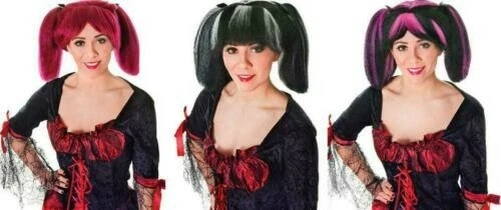 SteamPunk Wig Halloween Black White Pink Burgundy Fancy Dress Costume Prop