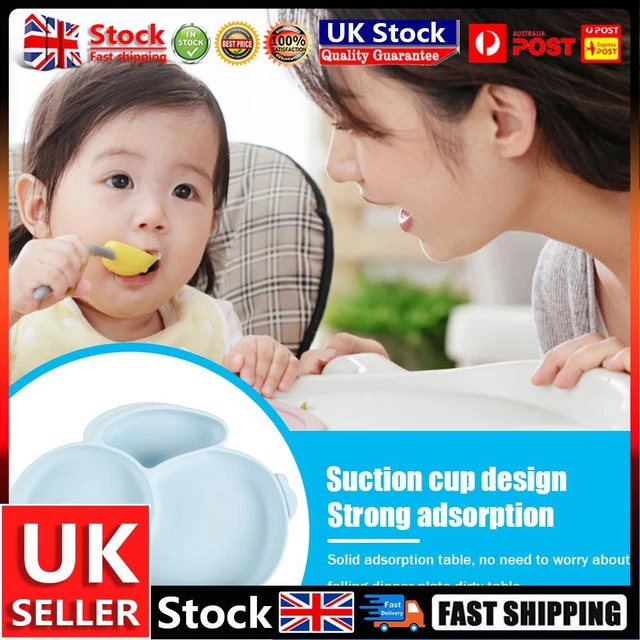 Cartoon Children Dishes Silicone Baby Feeding Dishes Baby Cutlery (Light Blue) U