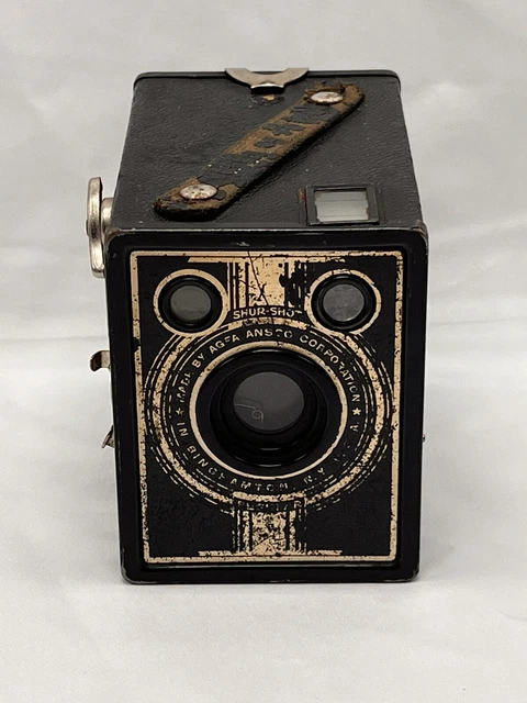 1930S ART DECO Agfa Ansco Sure Shot Regular Box Camera w/ Carry Handle