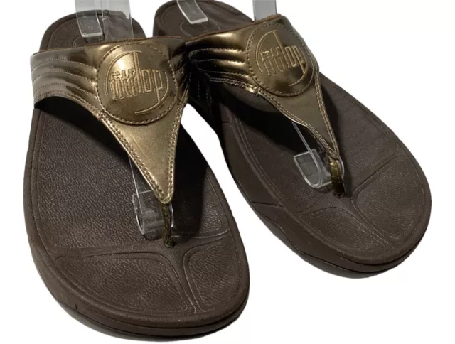 FitFlop Sandals Women Size 10 Walkstar Bronze Flip Flop Slide Thong Slip On