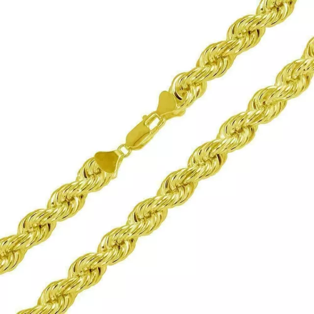 14k Yellow Gold Plated Over 925 Sterling Silver 3mm Rope Chain Necklace