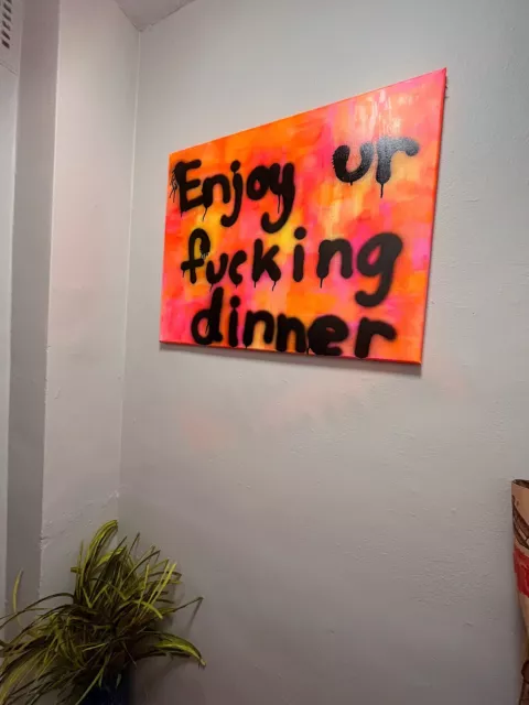 Colorful Abstract Wall Art   Enjoy Ur F*Cking Dinner   Neon Colors Graffiti