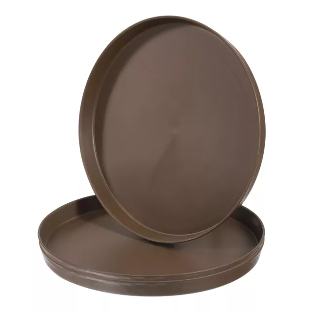 9" x 1" Round Restaurant Serving Trays, 3 Pack Food Service Tray, Brown