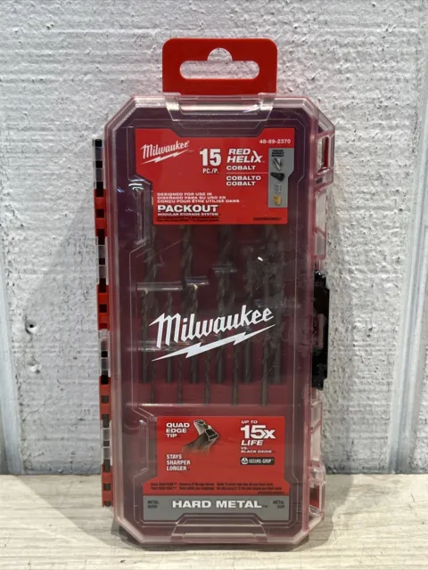 Milwaukee 48-89-2370 Red Helix Cobalt 15pc Drill Bit Set NEW + Free Shipping