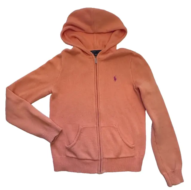 Ralph Lauren Orange Full Zip Hoodie Sweater size M
