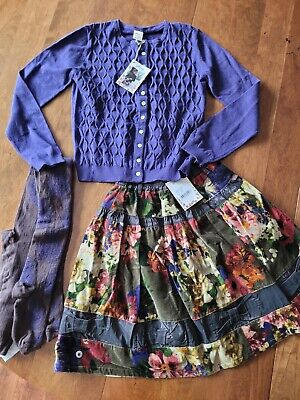 NWT Jottum Dutch Twips Skirt Purple Sweater tights SET 140 150 US 10 12 Fall