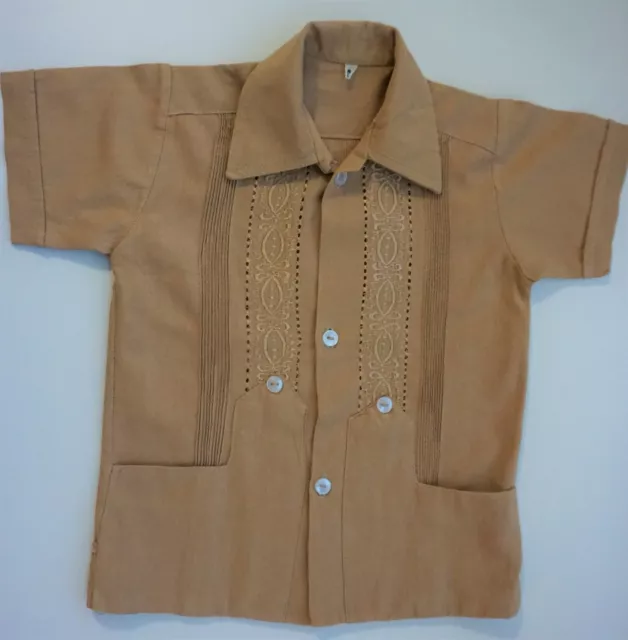Boys' Lightweight, Guayabera Shirt, Traditional Mexican, 100% Cotton, Size 2 yrs