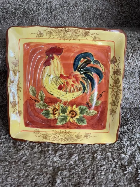 Maxcera Corp Orange ROOSTER Square Lunch Plate Orange Rooster (1) 9x9