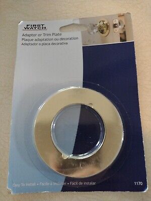Door Lock Trim Plate polished brass finish,  3-1/2inches wide