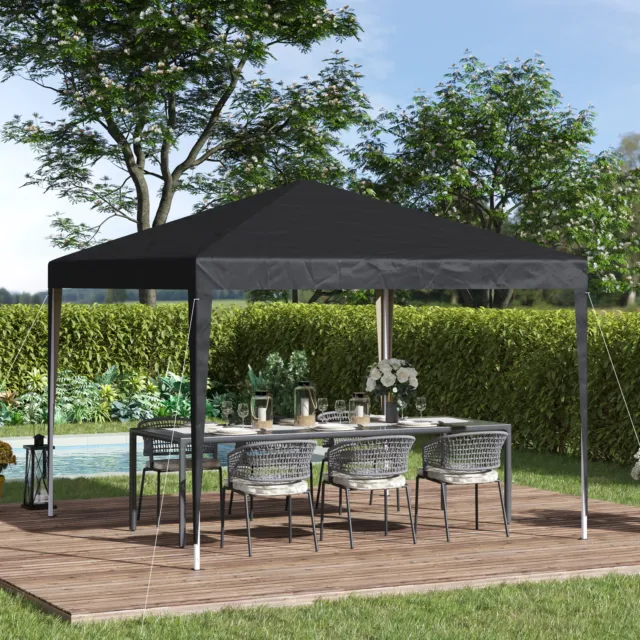 Outsunny 3 x 3m Garden Pop Up Gazebo Marquee Party Tent Wedding Canopy Black 2