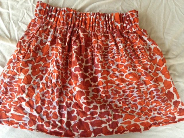 Jupe Courte H&M Femme En Viscose - Imprimé Blanc Et Orange - Taille 38 - Occasion Très Bon état