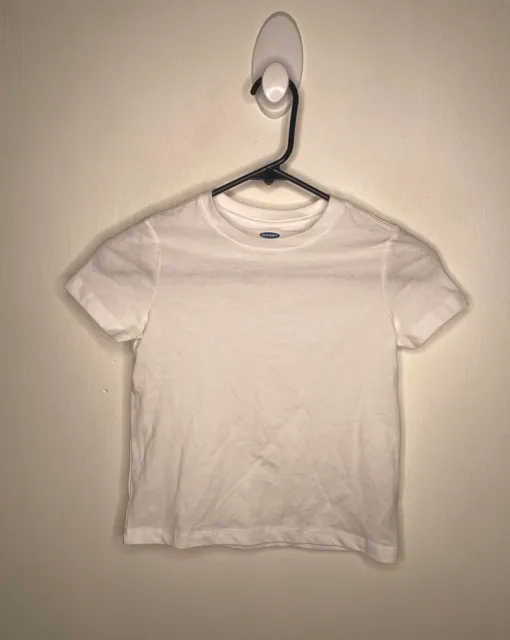 Old Navy Shirt Boys Size XS 5 Short Sleeve White Solid Basic Tee Shirt NWOT