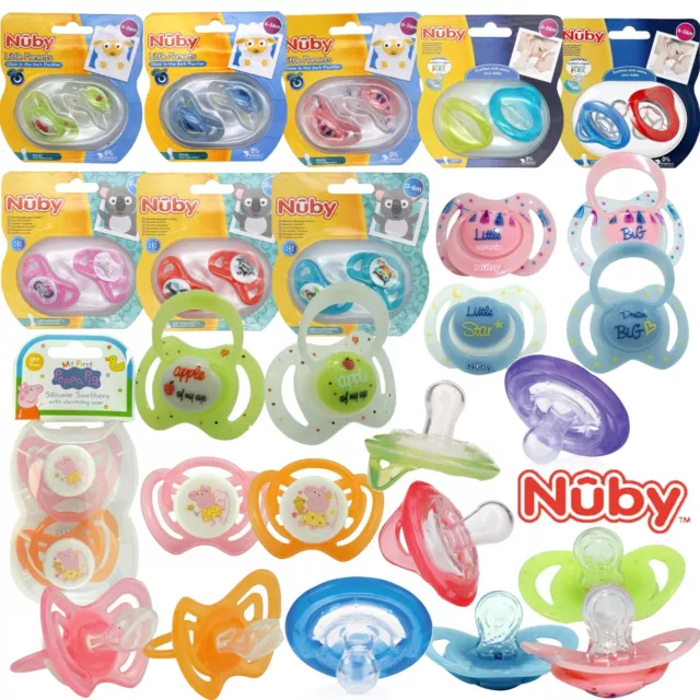 2x Nuby,Peppa Pig Ortho Glow in Dark Cheery Baby Dummy Soother/Pacifier 0-36m