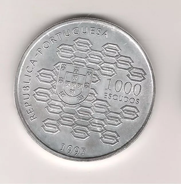 PORTUGAL, 1000 ESCUDOS PLATA (28 grs ley 500 mls) 1997 II CENT. CRÉDITO PÚBLICO 2