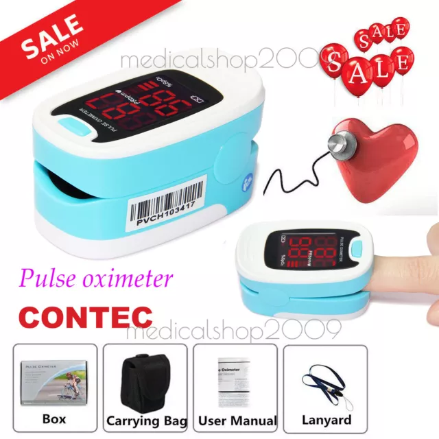 LED Finger Tip Pulse Oximeter SPO2 PR Blood Oxygen Heart Rate Monitor+ Pouch