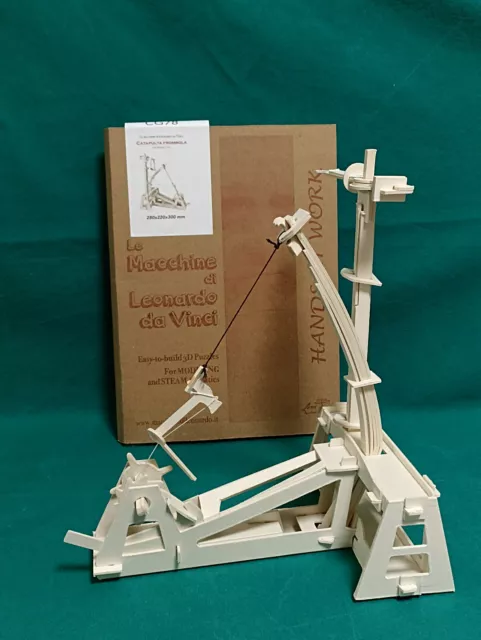 Leonardo da Vinci-Catapulta Frombola-kit di montaggio in carton-legno 3