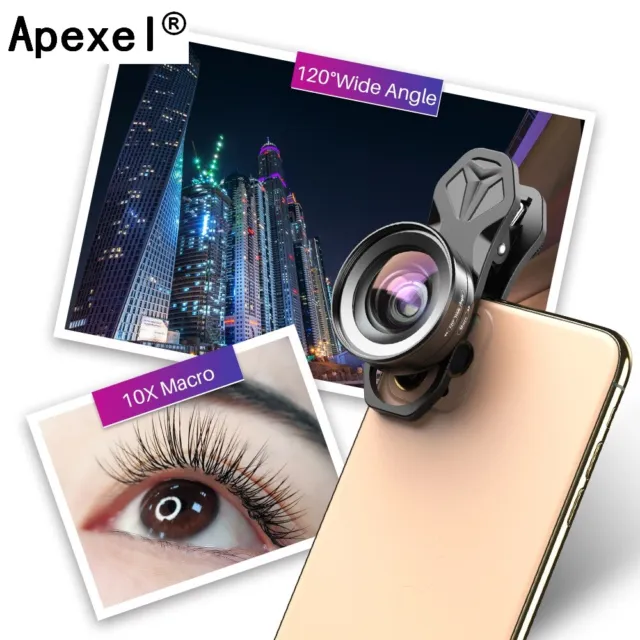 APEXEL HD 2 in 1 Wide Angle Macro Phone Camera Lens Kit for iPhone Samsung