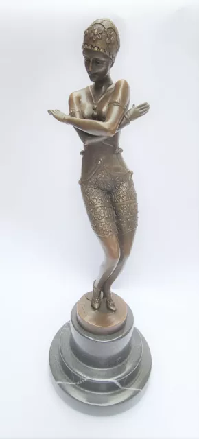 Art Decó Figura de Bronce Bailarina Mujer