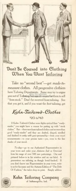 1912 Kahn Tailoring Co Indianapolis IN Men's Suits Clothing Clothes Fashion Ad