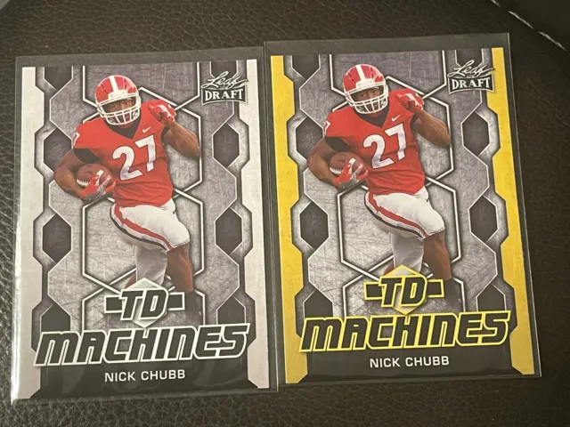 2018 Leaf Draft Nick Chubb Two Card Lot Td Machines 1-Gold 1-Silver Card Td-14