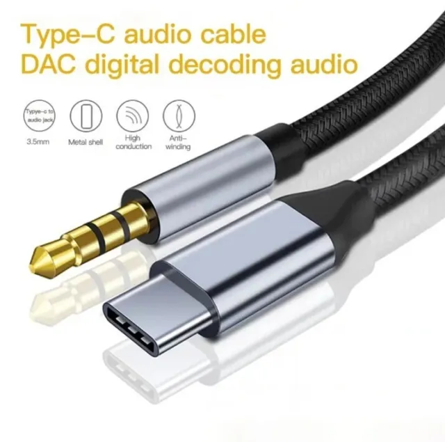 USB-C Aux Kabel 3,5 mm Klinkenkabel Audio Kopfhörer Adapter für Samsung Xiaomi
