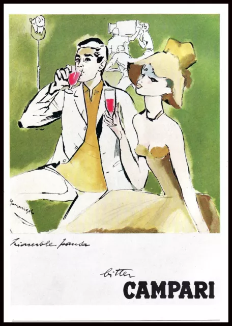 Pubblicita' 1963 Bitter Campari Aperitivo Drink Bar  Da Disegno Franz Marangolo