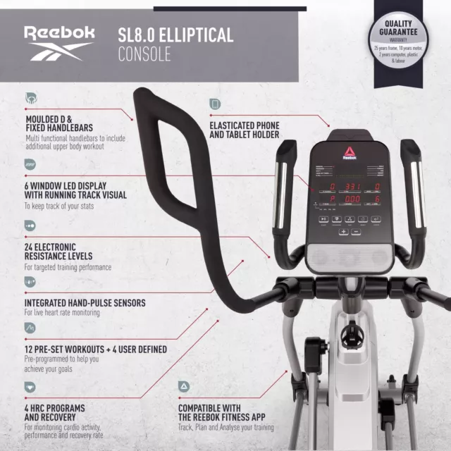 Reebok Elliptical Cross Trainer SL8.0 Bluetooth Cardio Workout Fitness Machine 3