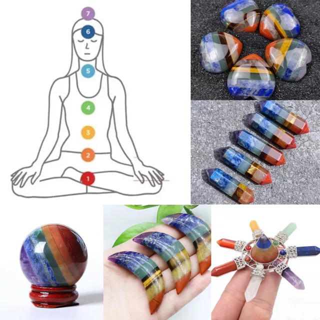 Natural Crystal 7 Chakra Stones Quartz Energy Pocket Reiki Healing Gift Decor