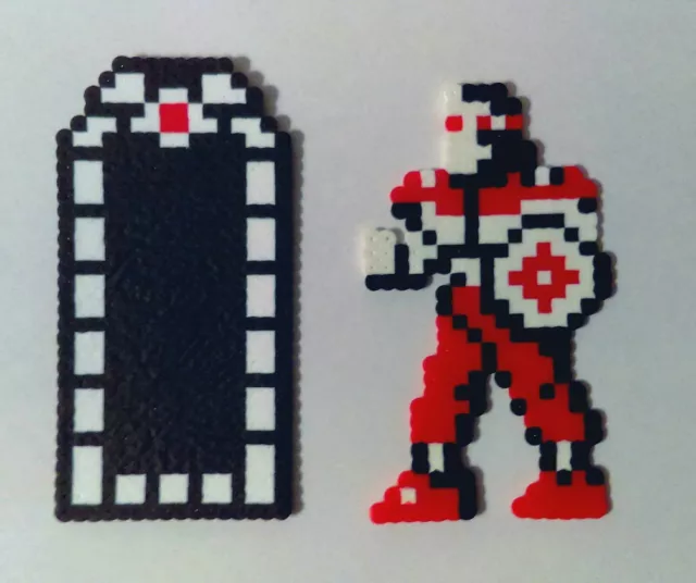 Batman logo glow in the dark Perler bead 8 bit pixel art Nintendo NES