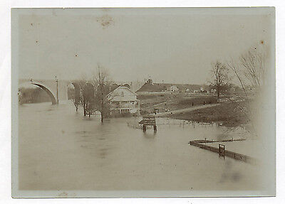 PHOTO ANCIENNE PARIS Inondations 1910 Ile de France Eau "Terrain à vendre"