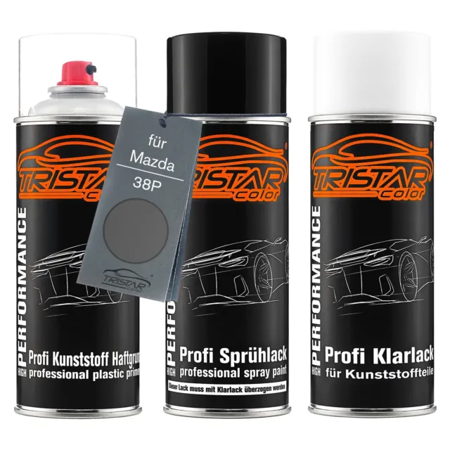 Autolack Spraydosen Set für Kunststoff für Mazda 38P Plutosilber Metallic