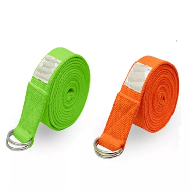 Orange & Vert Clair 2.4m Yoga Sangle Exercice Ceinture Paquet De 2