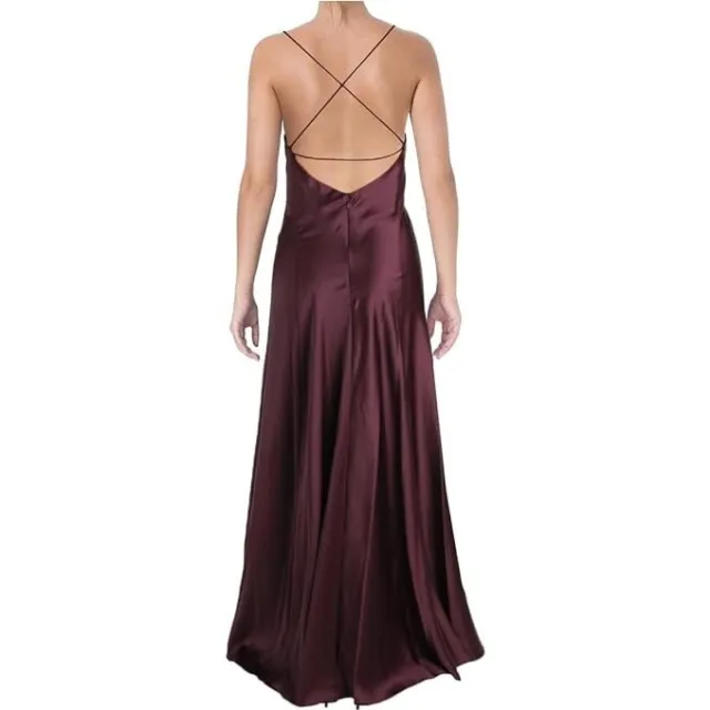 Vera Wang V-Neck Slip Gown Women 8 Full Length Bridesmaid Wedding Dress Purple