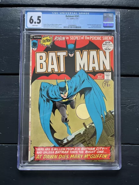 Batman #241 CGC 6.5. 1972. Neal Adams Cover, White Pages