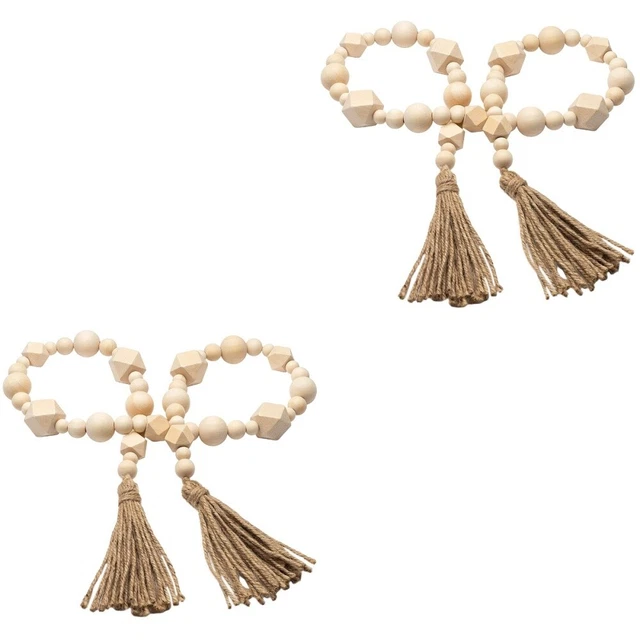 2 piezas perlas de madera guirnalda decoración oración natural perlas