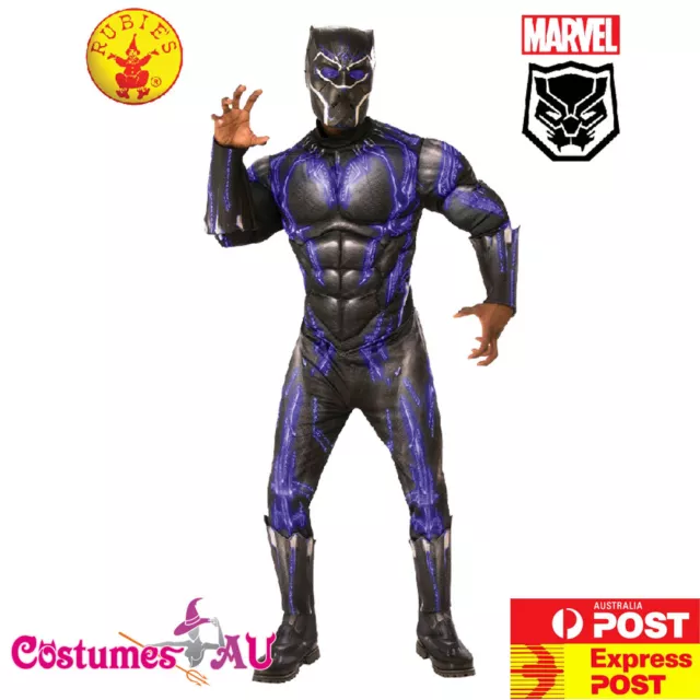 Deluxe Mens Black Panther Battle Costume Civil War Superhero Halloween Party