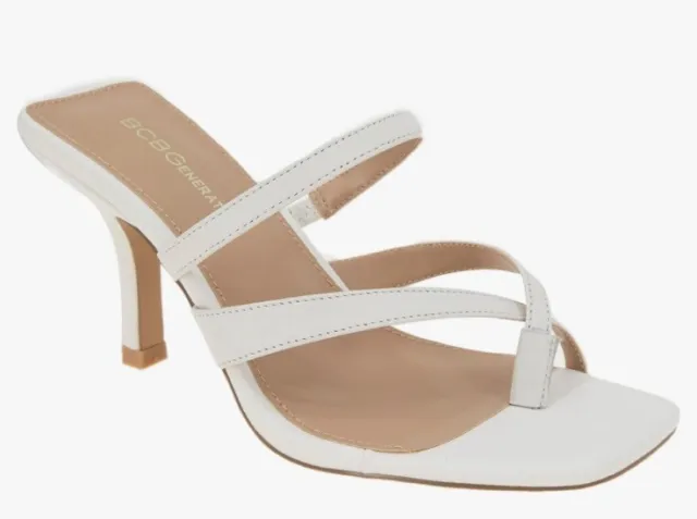 BCBGeneration Women's Glam Heeled Sandal White Size 8.5