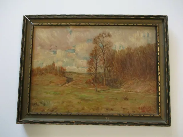 Antique Oil Painting Impressionist Plein Air Landscape Mystery Artist Signed Gem