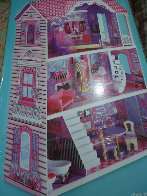 ELC MOTHERCARE LUXURY Manor doll house 3 storey wooden pink purple brand new 70.00 PicClick UK