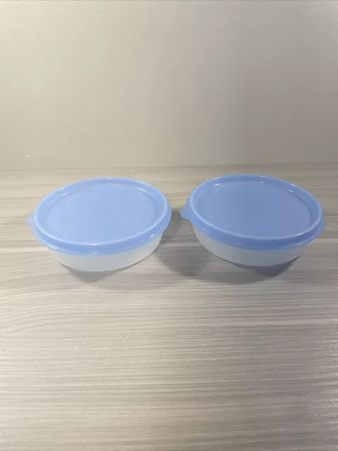 New! Tupperware Little Wonders Bowls Blue Seals Set of 2 Snacks 3/4 Cup 6 oz