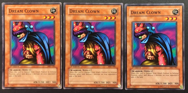 YUGIOH 3x 1st Edition Dream Clown MRD-080 Common MP Playset Metal Raiders