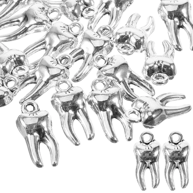 50 un. Colgantes de dientes con dijes para colgar dientes Colgantes de dientes hágalo usted mismo