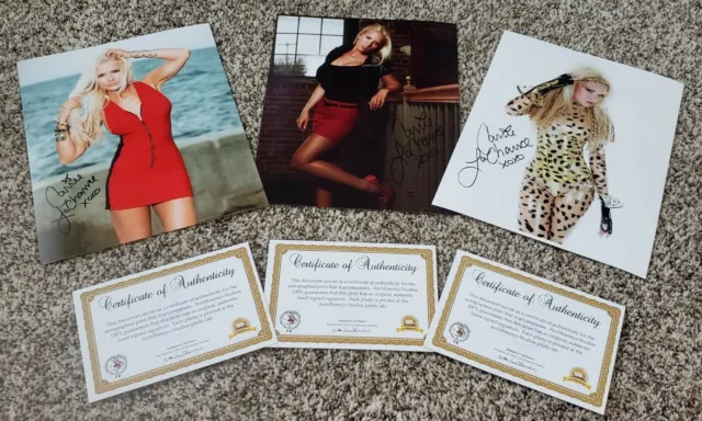Lot of 3: Carrie LaChance Autographed/Signed Sexy 8x10 Photo +COA's for each