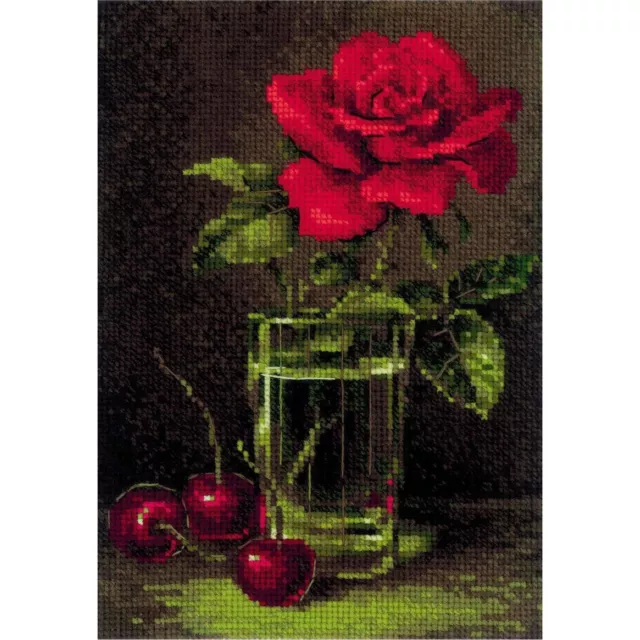 Kit point de croix  RIOLIS  Rose et cerise douce 2123