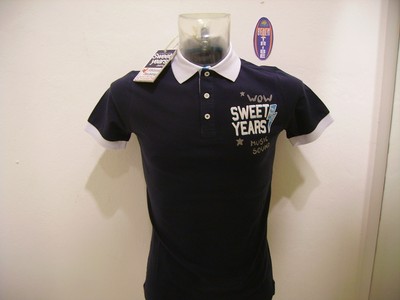 Polo POLO uomo manica lunga T  SHIRT cotone SWEET YEARS blu nero M L XL XXL MAGLIETTA 