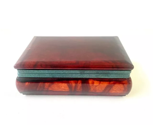 Vintage Genuine Red Alabaster Made In Italy Hand Carved Jewelry Trinket Box