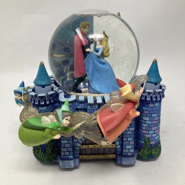 DISNEY SLEEPING BEAUTY Musical Snow Globe Fairy Godmothers Once Upon