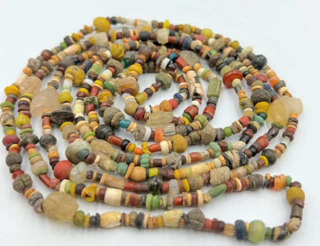 Ancient Jewelry Trade Antiquities Greek Roman Glass Agate Faience Old Beads Lot