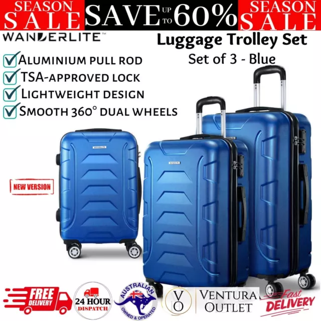 Wanderlite Luggage Set Suitcase 1/2/3pc Travel Trolley TSA Carry On Hardside New