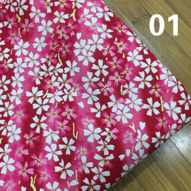 Tissu Coton Japonais Haori Yukata - Motif Floral Vintage - Vente Au Mètre Pour Couture DIY